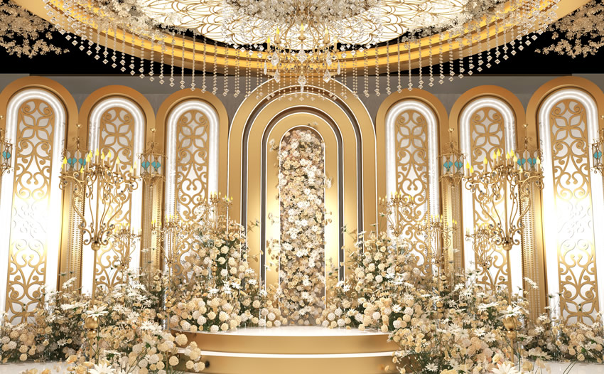 昭通香槟色调婚礼堂效果展示